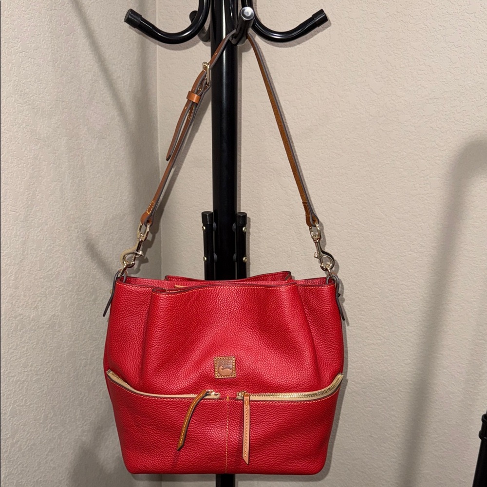 Dooney & Bourke Red Pebbled Leather Dawson Shoulder Bag - Picture 5 of 12